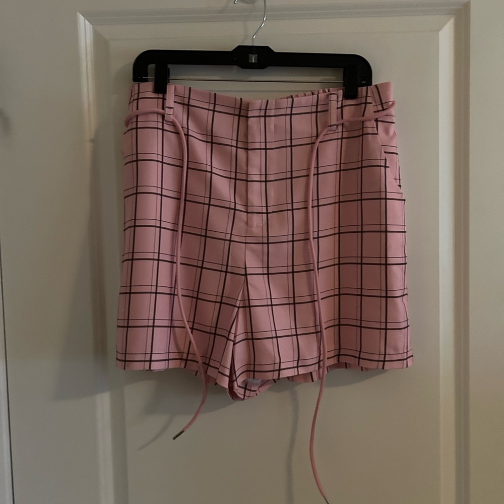 Anthropologie High Waist Pink Plaid Shorts